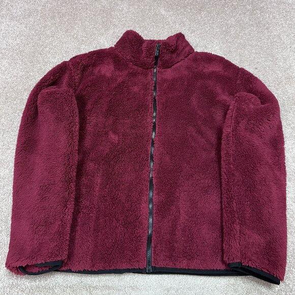 Victoria’s Secret PINK Jacket Red Fleece Long Sleeve Full Zip Women’s Medium - Picture 1 of 11